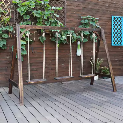 Outdoor courtyard Children's indoor household swing Anti-corrosion wooden balcony terrace Adult rocking chair Solid wood hanging chair