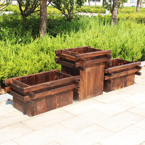 Outdoor Anticorrosive Wood Flower Case Park Square Courtyard Special Large Wooden Flower Pot Planting Box Square Road Administration Flower Altar