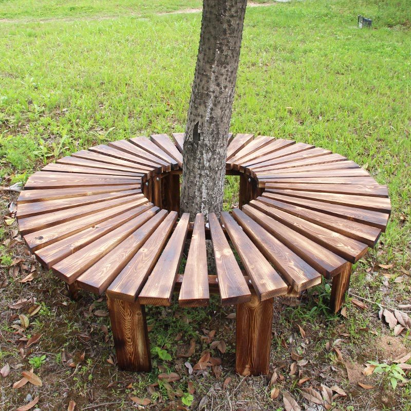 Circumference Tree Chair Park Chair Outdoor Embalming Wood Long Chair Outdoor Patio Solid Wood Long Stool Chair Garden Casual Chair