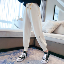 Girls sweatpants 2022 autumn style foreign style outerwear gray sports pants childrens spring and autumn loose thin pants for big children