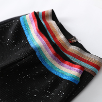 Girls fleece leggings autumn and winter new childrens foreign style thickened bright silk starry sky elastic pants vertical stripes long pants