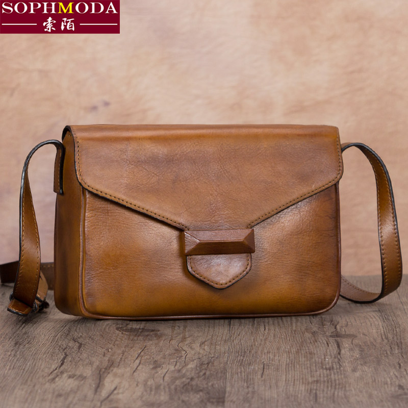 Vintage bag first layer cowhide leather women's bag messenger bag women's shoulder bag women's handbag women's small bag 2022 new