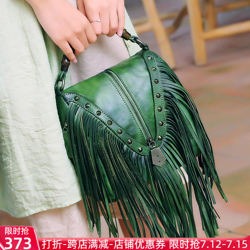 Retro Bull Leather Women's Bag Streaming Soda Bag Women's Slanted Satchel Handbag Handbag Women's Bag Single Shoulder Bag Genuine Leather 2022 New Tide