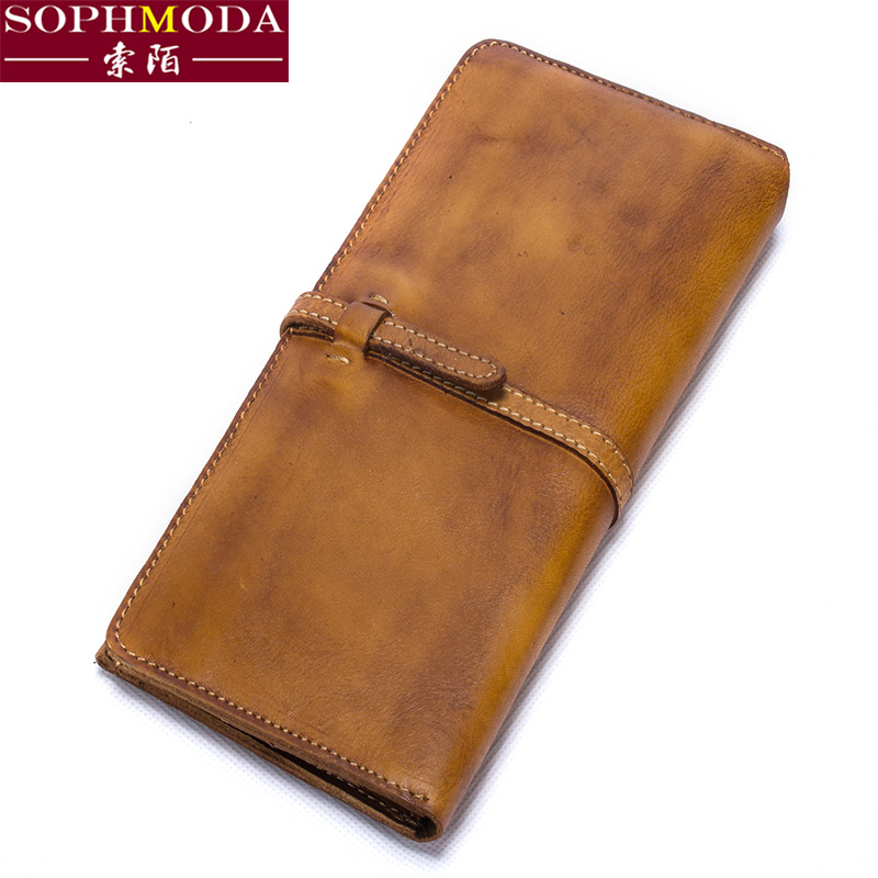 Lady handmade leather clip female cow leather money clip women's retro genuine leather wallet Women in thin section Japan-ROK 2023 new women-Taobao