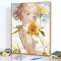 diy digital oil painting living room abstract flower painting hand painted digital oil painting sunflower-smile