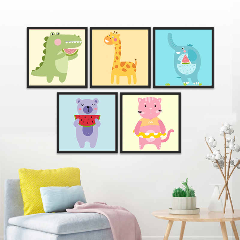 CHILDREN'S DIGITAL OIL PAINTING OIL COLOR PAINTING DECORATION PAINTING ANIMAL CHILDREN DIY DIGITAL COLOR FILLING DIGITAL CARTOON CUTE OIL PAINTING