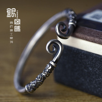 Silver password 999 foot silver tight hoop Live Mouth Bracelet Mens Big Talk West Cruise Golden Hoop Baseball lover sends men and women