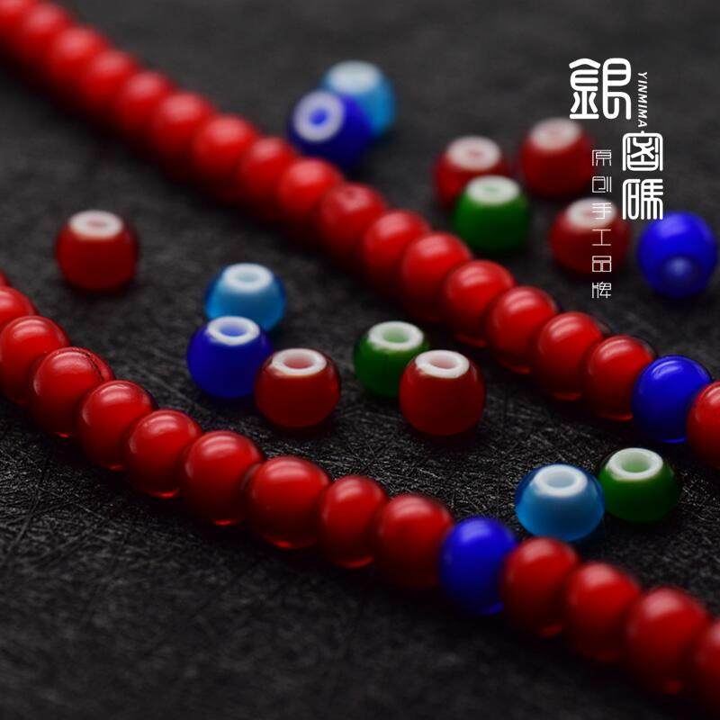 Silver code Takahashi Goro style Czech glass beads hand-made antique white core old glass beads DIY collocation