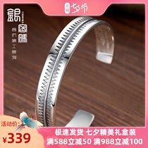 Silver password Takahashi Goro shield sawtooth bracelet Sterling silver mens tide DIZ tattoo totem domineering fashion personality design