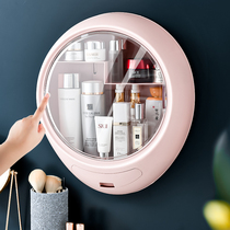 Cosmetics storage box Wall-mounted large-capacity skin care products shelf Free hole dust-proof storage makeup box