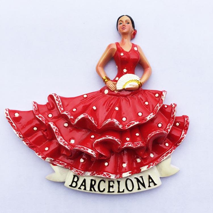 Spain Barcelona Flamenco dancers tourist souvenir magnet refrigerator stickers collection souvenir gift