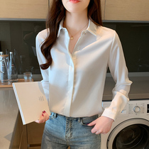 2021 early spring new long-sleeved top satin shirt female design niche chiffon professional shirt