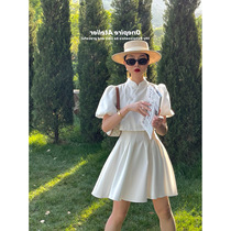 2022 new French temperament self-cultivation retro fake two-piece skirt first love sweet improved version cheongsam dress female