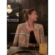 2021 autumn and winter new small balsamic wind sweet and savable fashion comeback playful fashion bright sheet wool suit jacket