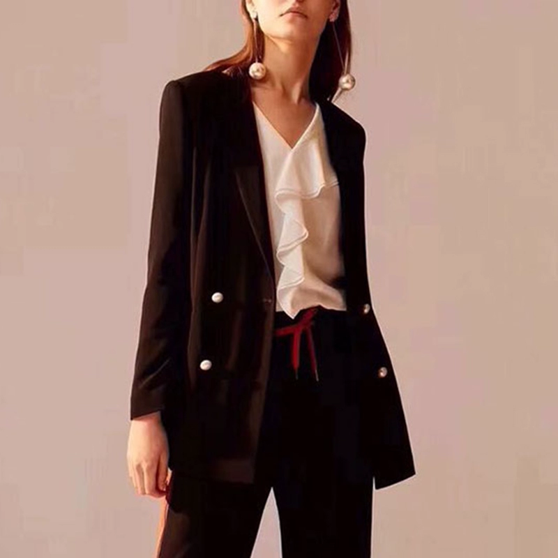 Trang web chính thức của Amash Womens là cửa hàng hàng đầu mùa thu 2020 mới dài giữa hai chiếc áo blazer rộng vừa vặn - Business Suit