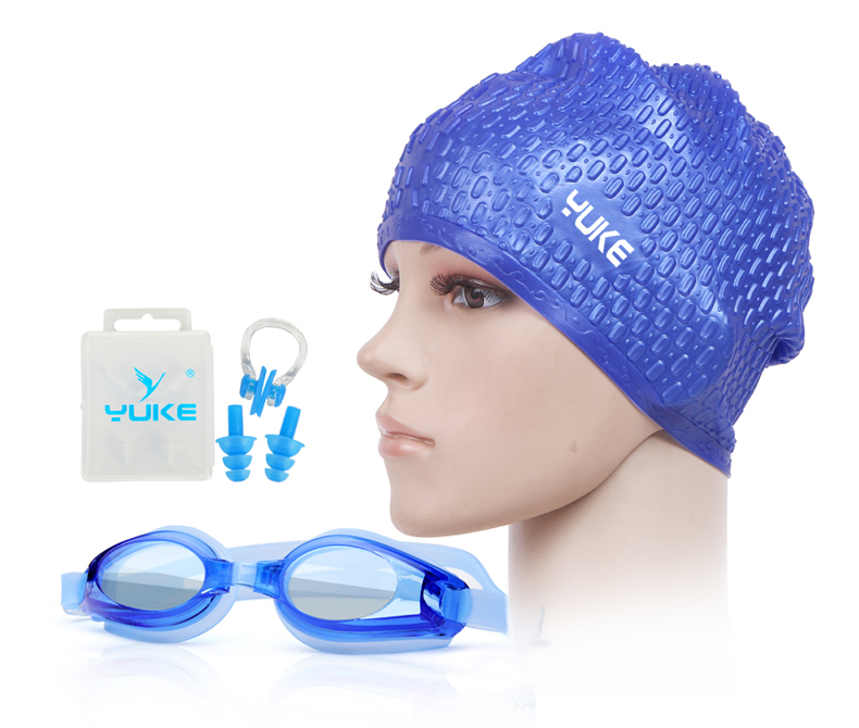 [Gói giảm giá 1 + 1] nam và nữ silicone thả mũ tai bơi mũ không thấm nước tóc dài + kính chống sương mù 	mũ bơi nike	