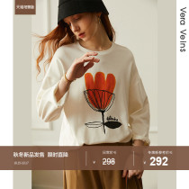European station printed long sleeve T-shirt autumn 2021 new small man loose cotton bottoming coat women