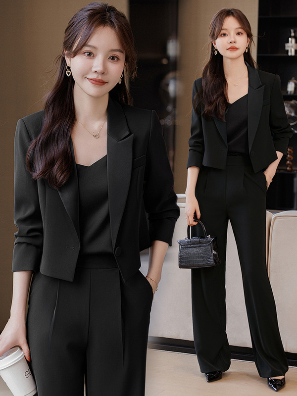 Black Short Blazer for Women 2026 New Spring Petite Casual Ladies' Trendy Suit Set This Year