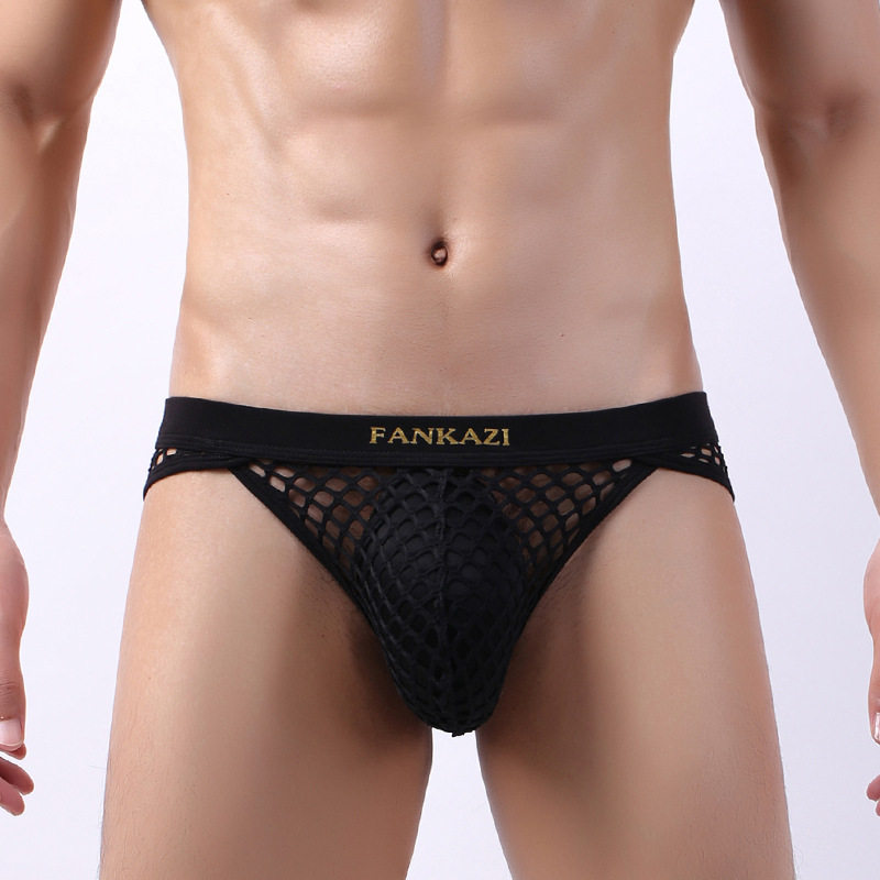 Sexy Men's Underwear Big Mesh Riot Air Sleep Pants Fishing Net Shorts U Convex Triangle Pants Transparent Sack Pants Tide