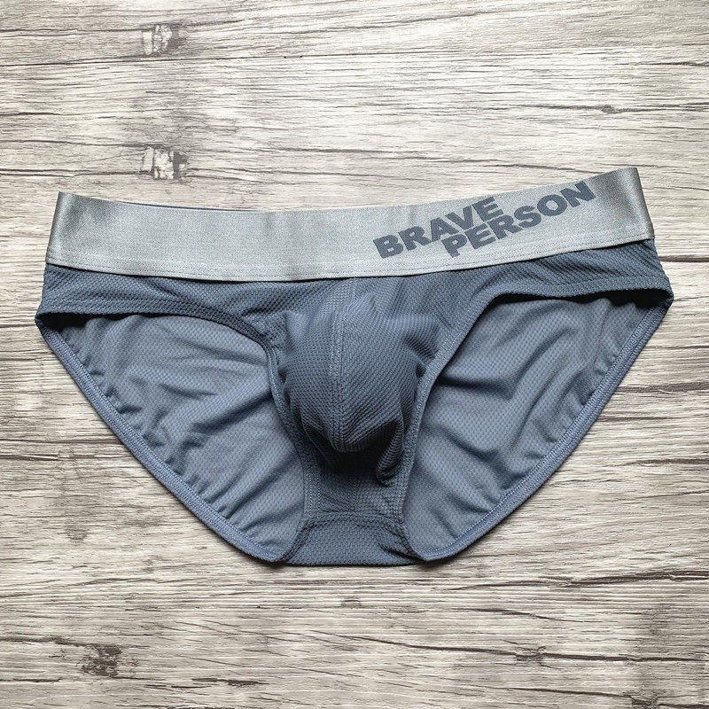 Sexy Elastic Triangle Underwear Sport Breathable Mesh Cloth Breathable Men's Youth Underpants Low Waist Pure Color U Convex Sacks Bag