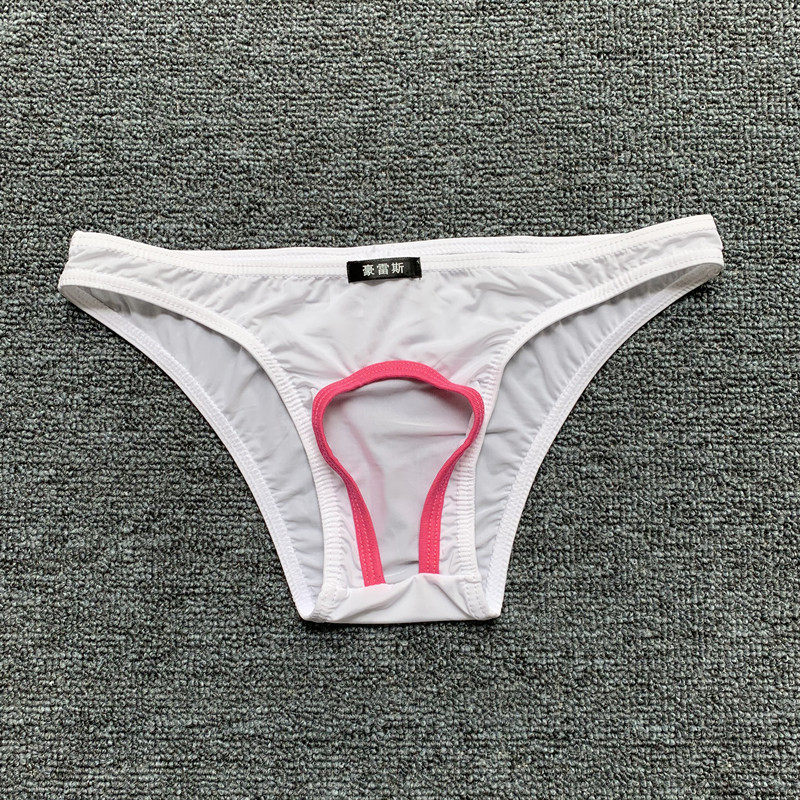 Ice Silk Pants Men Free Wear Pants Sex Sexy Pants Low Waist Silk Slippery Comfort Translucent Crotch Empty Triangle Briefs