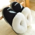 Dép cotton ở nhà lông trong nhà dày cộng với nhung mùa đông ấm áp nhà chống trượt giày nam cotton mùa đông túi với nam Trang chủ