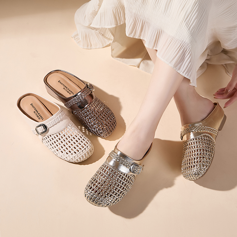 Genuine Leather Sandals for Women, New Summer Style, Soft-Soled Woven Hollow Slippers, Non-Slip Sandals with Internal Height Increase Genuine Leather Sandals for Women, New Summer Style, Soft-Soled Woven Hollow Slippers, Non-Slip Sandals with Internal Height Increase