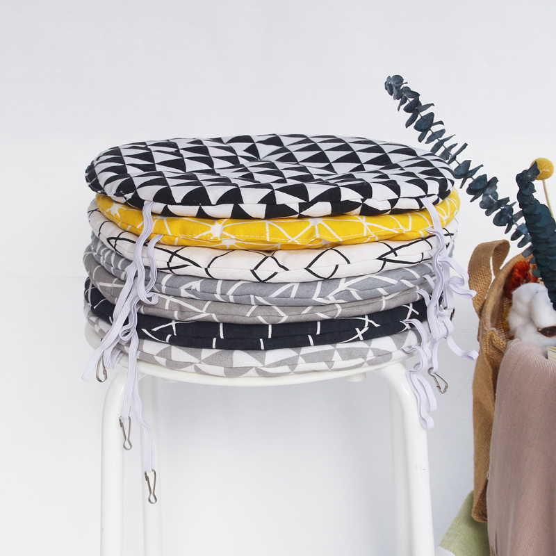Nordic round cushion thin cotton and hemp dining table round stool cushion Kindergarten student classroom seat Summer Japanese style