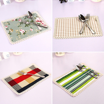 American pastoral placemat double layer thick fabric Western food home insulation anti-iron mat bowl plate table cloth mat ins