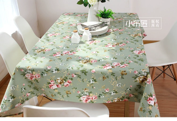 nước Mỹ mục vụ nhỏ hoa hồng tươi khăn trải bàn bằng vải bông bàn cà phê vải khăn trải bàn bàn tròn tủ TV - Khăn trải bàn