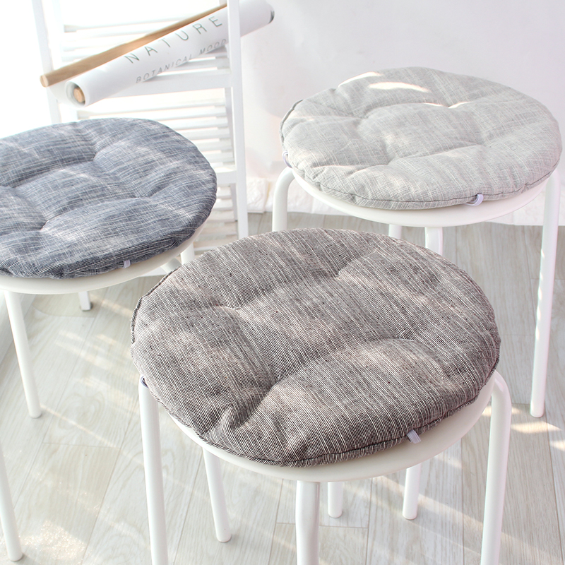 Sun-style round cushion dining chair cushion thin cotton linen breathable bench Kindergarten students?Chair cushion for the four seasons of the fart cushion.