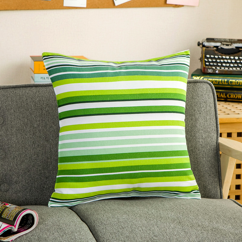 Fresh garden green striped sofa pillow cover without core cushion cover cushion cushion pillow bedside car backrest 