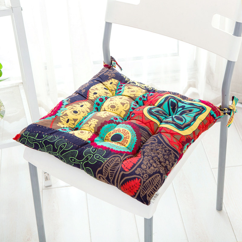 Southeast Asia Sunflower Thickened Cushion Chair Cushion Cotton Linen Office Students All Season Thick Dining Room Table Computer Chair Mat