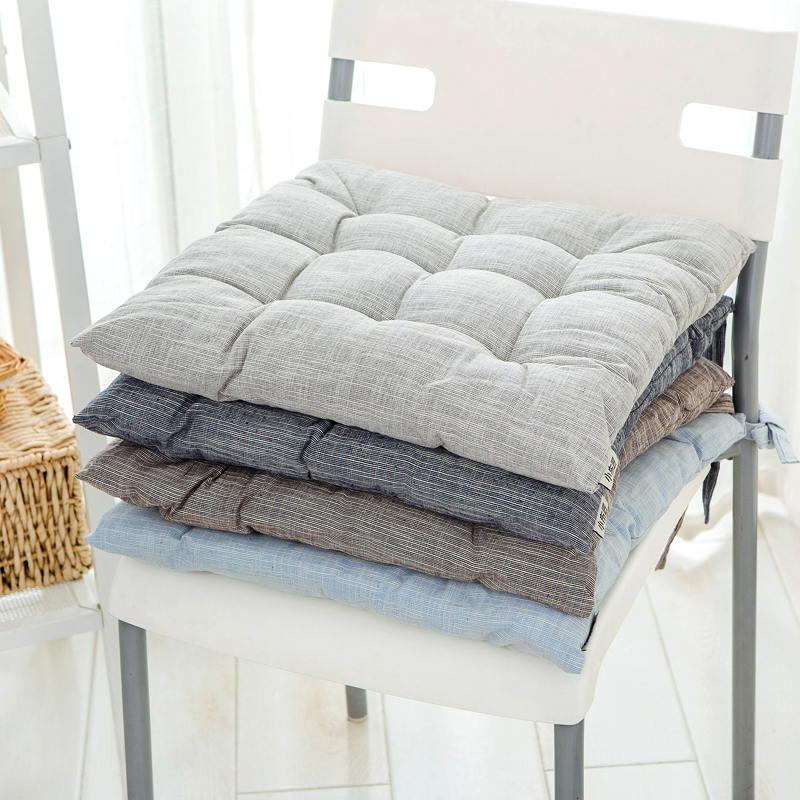 Day Style Brief Vegetarian Color Thickening Cushion Chair Cushion Cotton Linen Office Student Dorm Car Stool Seat Cushion Sub-Fart Cushion