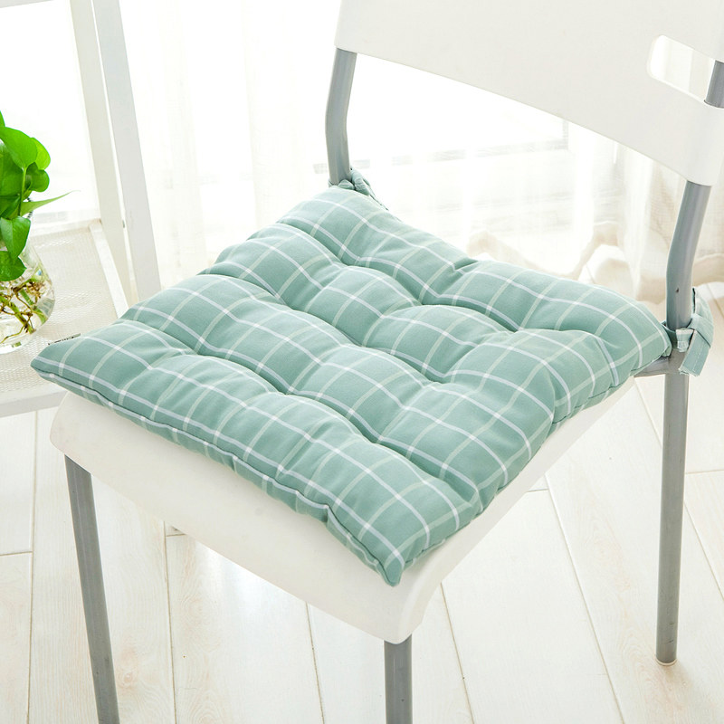 Nordic Minimalist Ink Green Plaid Cushion Chair Cushion Thickened Office Student Car Seat Cushion Sub anti-slip lacing Four Seasons