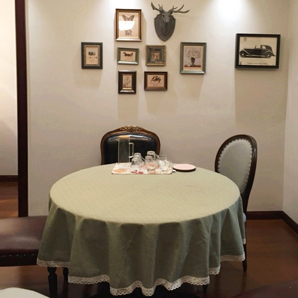 American countryside field garden large round table cloth table cloth green plaid cotton linen round table tea table cloth art home