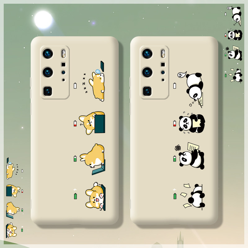 Kochi Panda Creative Mobile Case is suitable for P40pro all-pack anti-fall liquid silicone Huawei p30 fun bullshit staying up late mate40 overtime power mate30 cartoon 20pro