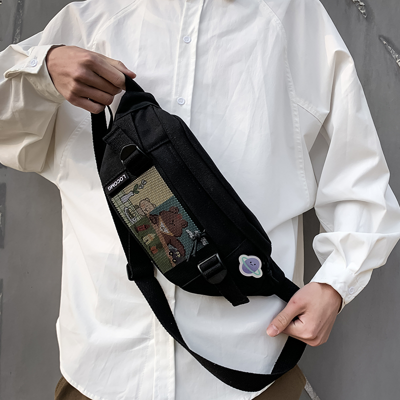 Canvas Chest Bag Men Tide Cards Skew Satchel Men Sports Single Shoulder Bag Casual Boys pockets Students Inclined Cross Packet Women