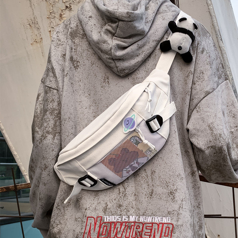 Tide Card Slanted Satchel men's Day Department Small Shoulder Bag Canvas Chest of Women's Single Shoulder Bag Men's Wave Student Sports Purse