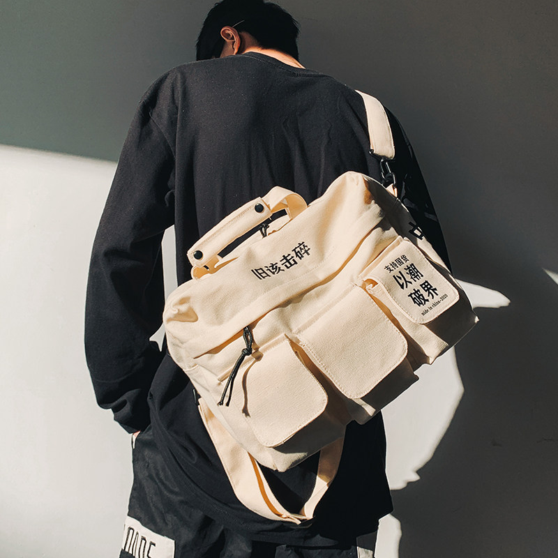 Tide Card Satchels men's single shoulder bag dead flying tooling functional wind multifunction inclined satchel bag Canvas Postman Bag