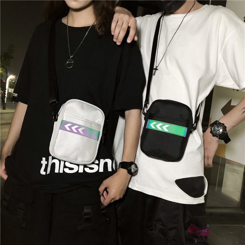 Tide brand soil cool bungee bag female sports style messenger bag male ins tide small bag black bag cool personality small satchel