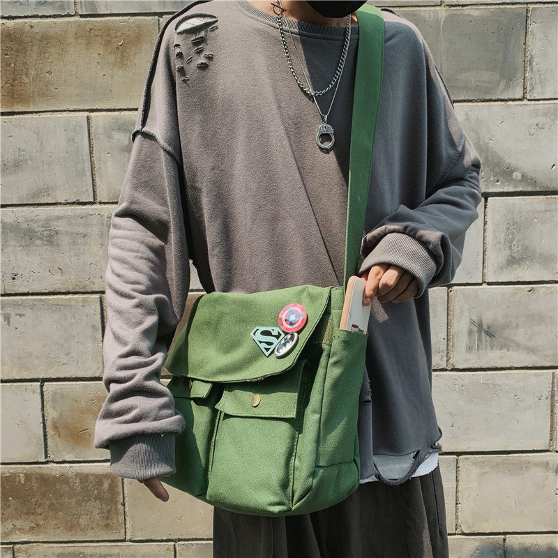 Sails Cloth Bag Men Skew Satchel Simple Casual Canvas Bag Ins Day Department Mailbag Students Large Capacity Single Shoulder Bag