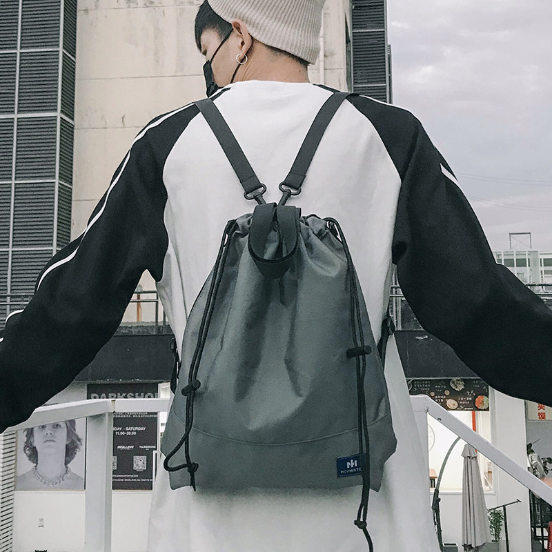 Oxford Cloth Large Capacity Drawstring Rear Shoulder Bag Men 2022 New Bunches Pocket Fitness Bag Sports Travel Bag Women's Shoulder Bag