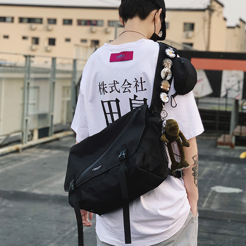 Messenger bag men's trendy brand Japanese large-capacity street trend hip-hop student functional bag ins shoulder tooling bag female