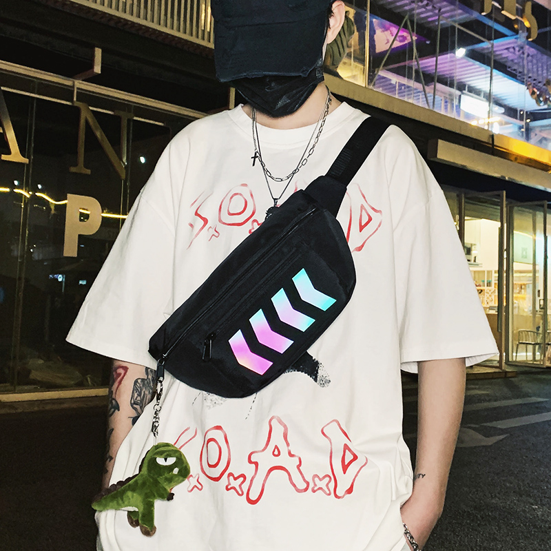 Boomer Chest Bag Mans Street Sports Single Shoulder Bag Hip Hop Purse Female Personality Student Reflective Oblique Satchel Bag