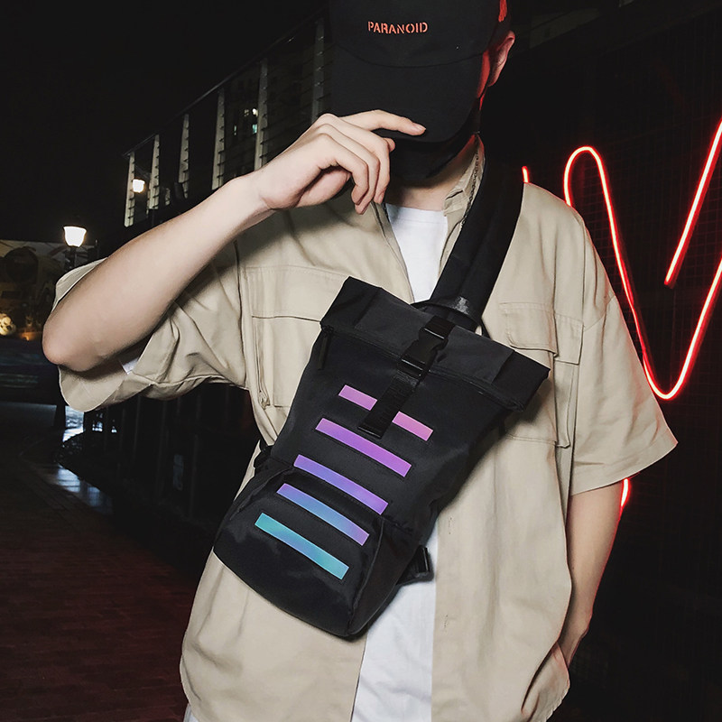 Skew Satchel Boomers 100 lap single shoulder Han version Student Canvas Street Reflective Trend Day Ensemble Chest Bag Male