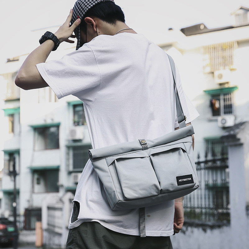 Tide-card Japan-ROK Skew Satchel Bag Men's Single Shoulder Bag Dead Fly Tooling Canvas Scapegoat Student Leisure Skew Cross Schoolgirl