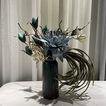 Retro Vase High Quality Advanced Fashion Floral Bouquet Suit Single Modern Leather Flower Fake Silk Flower Decoration Placement