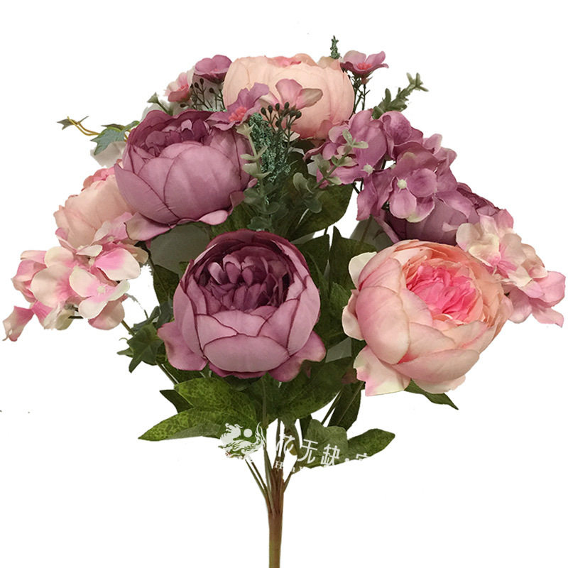 Dried flower simulation diamond velvet fake flower European autumn color interior decoration ornament 9 colors Korean oil painting peony flower