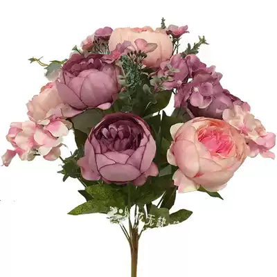 Dry flower simulation Diamond velvet fake flower European autumn color interior decoration ornaments 9 colors Korean oil painting peony flower